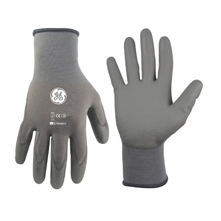 Ge Coated Gloves, Polyurethane, Gray, L 24 PK GG205L